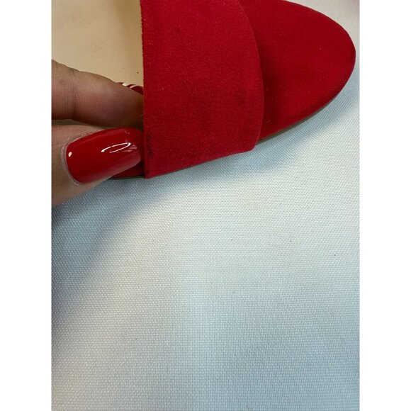 Torrid Two Strap Womens Size 10.5W Red Suede Open Toe Heeled Sandals Shoes - Picture 16 of 16